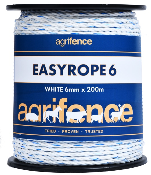 Agrifence Easyrope 6 White Paddock Rope 6mm X 200m